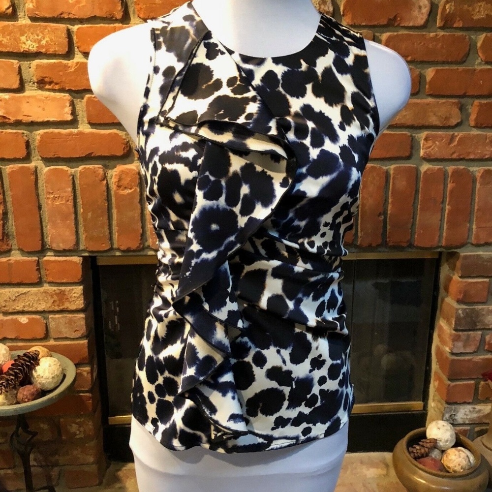 Ann Taylor Ruched Ruffled Shirt Top - Picture 3 of 9
